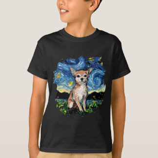 Tan Chihuahua Sterrennacht Impressionist Dog Art b T-shirt