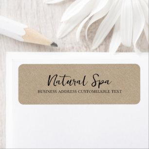Tan Color Linen Texture Print zwarte Typografie Etiket