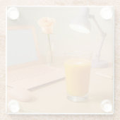 Tan Computer Peach Roos Glass Onderzetter (Achterkant)