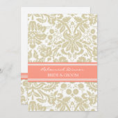 Tan Coral Damask Rehearsal Dinner Party Kaart (Voorkant / Achterkant)