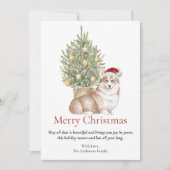 Tan Corgi en kerstboompet Dog Feestdagenkaart (Voorkant)