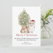Tan Corgi en kerstboompet Dog Feestdagenkaart (Staand voorkant)