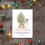 Tan Corgi en kerstboompet Dog Feestdagenkaart<br><div class="desc">Deze schattige kerstkaart met de naam corgi is voorzien van een bruine en witte corgi met een kerstkleed die voor een verlichte kerstboom zit. De groet op de kaart staat: "Vrolijk kerstfeest": "Dit is allemaal mooi en het doet je plezier dat je dit vakantieseizoen en het hele jaar door van...</div>