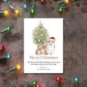 Tan Corgi en kerstboompet Dog Feestdagenkaart