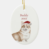 Tan Corgi Holiday Waterverf Pet Dog Kerstmis Keramisch Ornament (Achterkant)