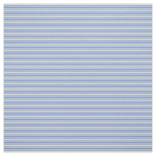 Tan & Cornflower Blue Striped/Lined Pattern Stof (Swatch)