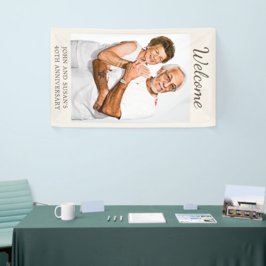 Tan Cream 40th Wedding Jubileum Foto Welkom Spandoek (Beurs)