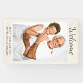 Tan Cream 40th Wedding Jubileum Foto Welkom Spandoek (Horizontaal)