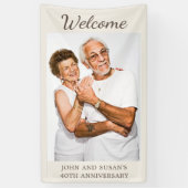Tan Cream 40th Wedding Jubileum Foto Welkom Spandoek (Verticaal)