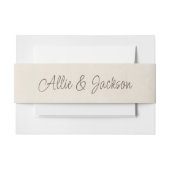 Tan Cream bruid bruidegom namen bruiloft Uitnodigingen Wikkel (Voorkant Voorbeeld)