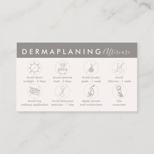 Tan Cream Dermaplaning Aftercare Post Instructions Visitekaartje (Achterkant)