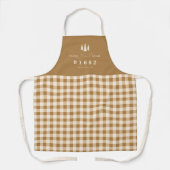 Tan Cream Gingham Home Sweet Home Aangepaste postc Schort (Voorkant)