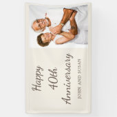 Tan Cream Happy 40th Jubileum Foto Spandoek (Verticaal)