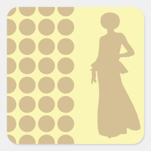 Tan Cream Neutrale Stippen Mode Silhouette Vierkante Sticker (Voorkant)