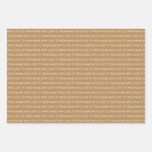 Tan Custom Gelukkige Verjaardag Met Liefde Inpakpapier Vel (Voorkant)