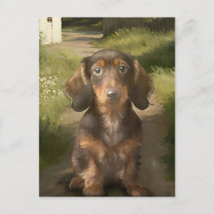 Tan Dachshund Brown Hondenliefhebber Oil Painting  Briefkaart