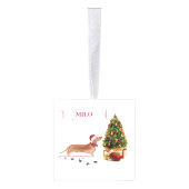 Tan Dachshund Funny kersthond met boom Decoratie (Rechts)