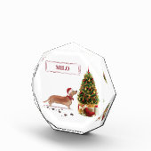 Tan Dachshund Funny kersthond met boom Fotoblokken (Rechts)