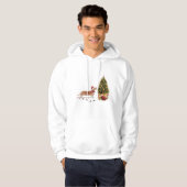 Tan Dachshund Funny kersthond met boom Hoodie (Voorkant volledig)
