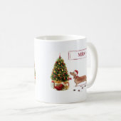 Tan Dachshund Funny kersthond met boom Koffiemok (Voorkant rechts)