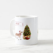 Tan Dachshund Funny kersthond met boom Koffiemok (Voorkant links)