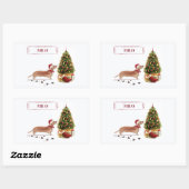 Tan Dachshund Funny kersthond met boom Rechthoekige Sticker (Vel)