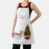 Tan Dachshund Funny kersthond met boom Schort (Insitu)