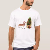 Tan Dachshund Funny kersthond met boom T-shirt (Voorkant)