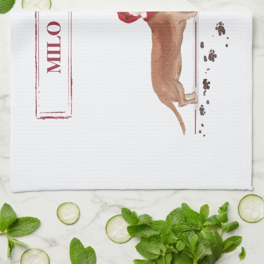 Tan Dachshund Funny kersthond met boom Theedoek (Gevouwen)