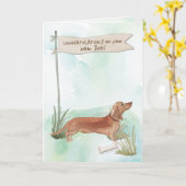 Tan Dachshund Gefeliciteerd met nieuwe hond Kaart (Gele Bloem)