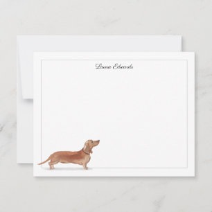 Tan Dachshund Gray Border Personalized Stationery Notitiekaartje