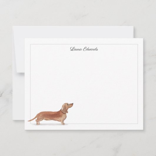Tan Dachshund Gray Border Personalized Stationery Notitiekaartje (Voorkant)