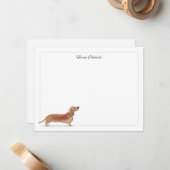 Tan Dachshund Gray Border Personalized Stationery Notitiekaartje (Voorkant / Achterkant in situ)
