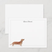 Tan Dachshund Gray Border Personalized Stationery Notitiekaartje (Voorkant / Achterkant)