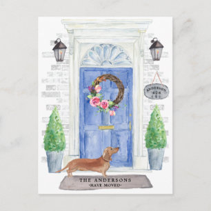 Tan Dachshund Moving Announcement Briefkaart