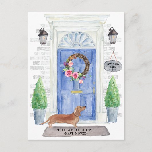 Tan Dachshund Moving Announcement Briefkaart (Voorkant)