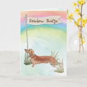 Tan Dachshund Pet Sympathie voor regenboogbrug Kaart (Gele Bloem)