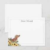 Tan Dachshund Sunflower Eucalyptus Personalized Notitiekaartje (Voorkant / Achterkant)