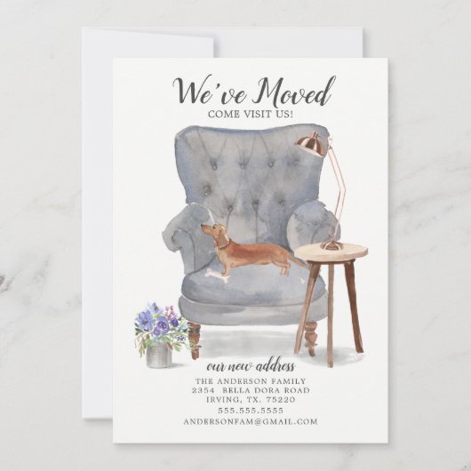 Tan Dachshund | Verplaatsingsaankondiging Aankondiging (Voorkant)