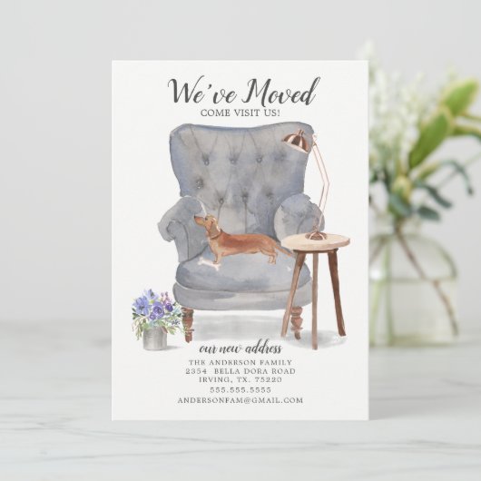 Tan Dachshund | Verplaatsingsaankondiging Aankondiging (Staand voorkant)