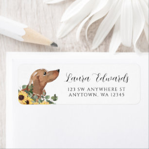 Tan Dachshund Zonnebloem Eucalyptus Retouradres Etiket