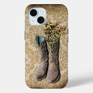 Tan Damask western country cowboy iPhone 15 Case