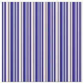 Tan & Dark Blue Striped/Lined Pattern Stof (Close Up)