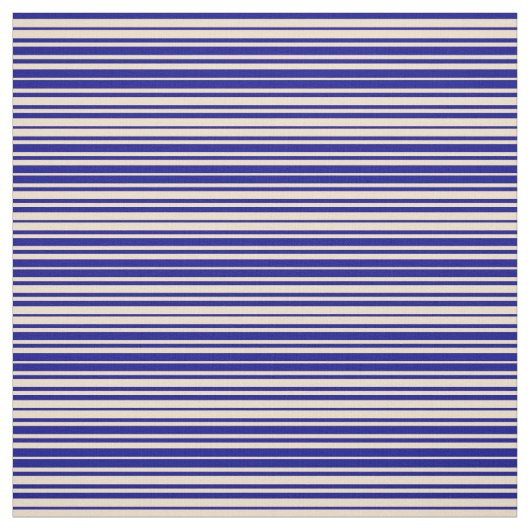 Tan & Dark Blue Striped/Lined Pattern Stof (Swatch)