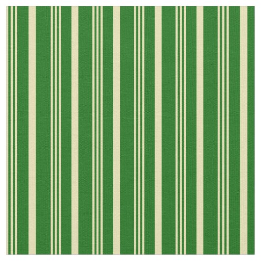 Tan & Dark Green Lines/Stripes Pattern Stof (Close Up)