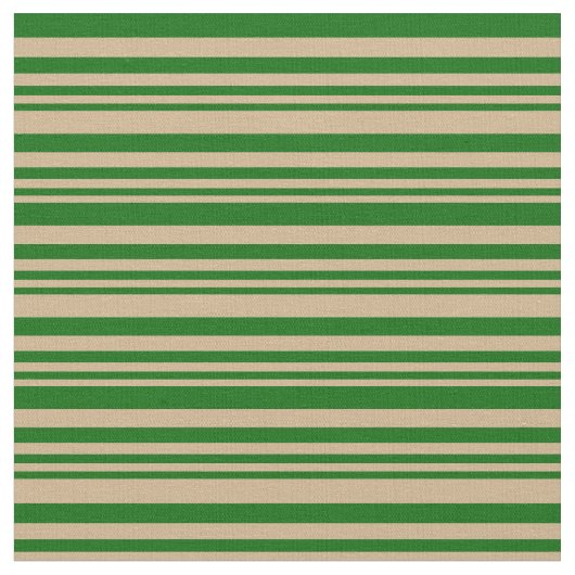 Tan & Dark Green Striped/Lined Pattern Stof (Close Up)