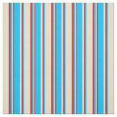 Tan, Deep Sky Blue en Red Pattern van Stripes Stof (Swatch)