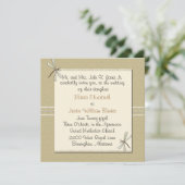 Tan Dragonfly Square Wedding Invitation Kaart (Staand voorkant)