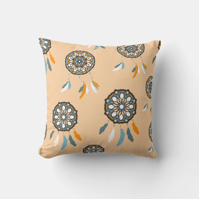Tan Dream Catcher Square Pillow Kussen (Voorkant)