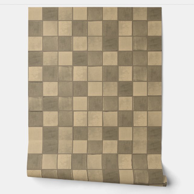 Tan effen tegel patroon Vinyl Behang (Afrollen)